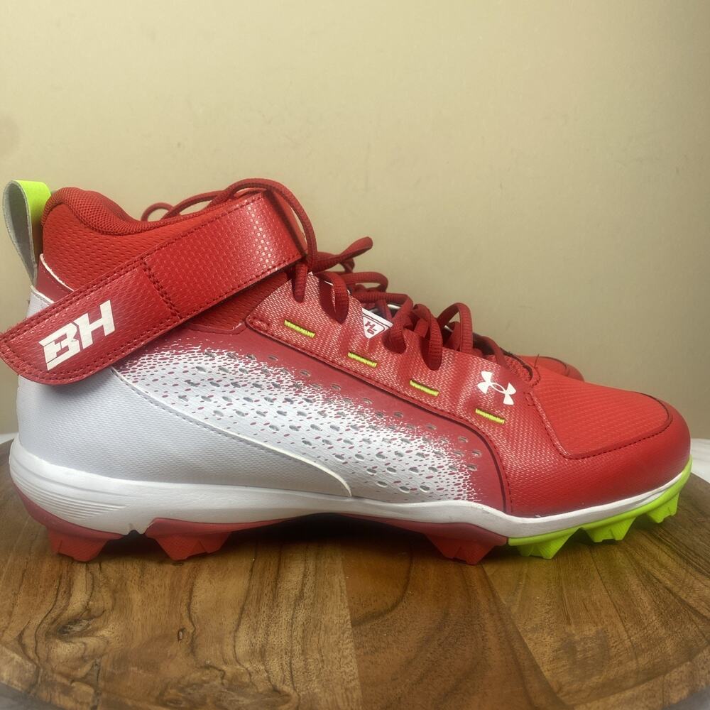Under Armour Harper 6 Mid Mens White‎ And Red Size 13 Baseball Cleats
